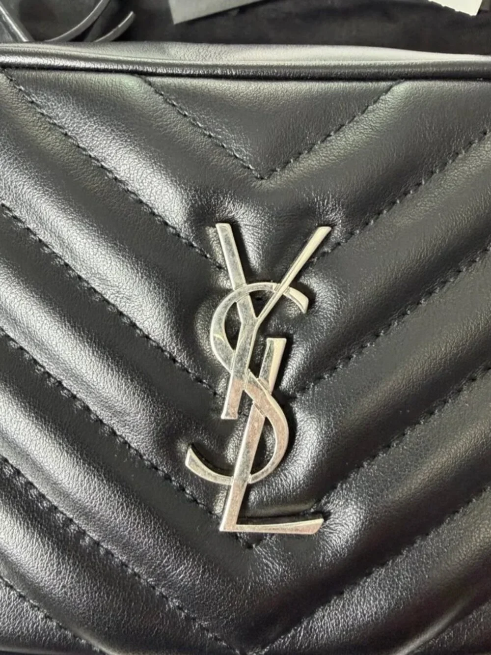 SAINT LAURENT Calfskin Matelasse Monogram Lou Belt Bag in Black - Picture 10 of 11